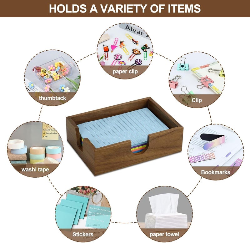 MultiBey Walnut Wood Sticky Notes Holder, 4x6 in Self -Sticky Note Memo Holder, Wooden Notepad Holder Dispenser Desk Supplies Desktop Accessories for Office Home School (L) - Image 4